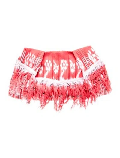 Pre-owned Sensi Studio Raffia Clutch Medium In Pink