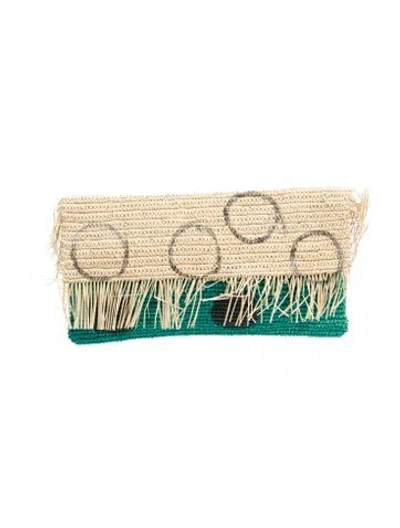 Pre-owned Sensi Studio Raffia Clutch In Neutral