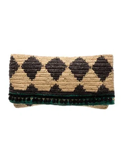 Pre-owned Sensi Studio Raffia Clutch In Neutrals