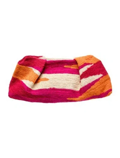 Pre-owned Sensi Studio Raffia Clutch In Red