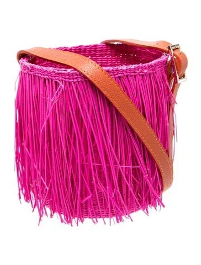 Pre-owned Sensi Studio Raffia Messenger Bag In Pink