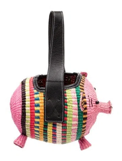 Pre-owned Sensi Studio Raffia Pig In Blue