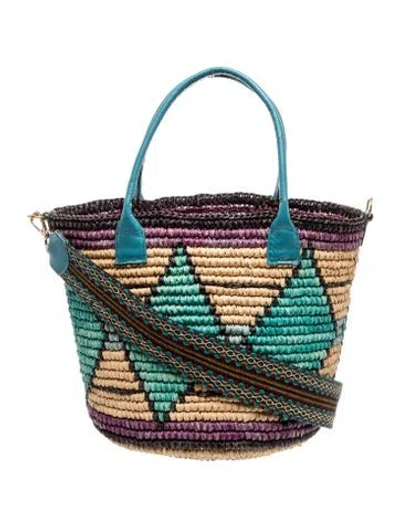 Pre-owned Sensi Studio Raffia Shoulder Bag In Blue