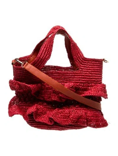 Pre-owned Sensi Studio Raffia Shoulder Bag In Red