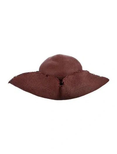 Pre-owned Sensi Studio Raffia Straw Wide Brim Hat In Red