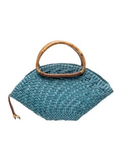 Pre-owned Sensi Studio Raffia Top Handle Bag In Blue