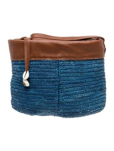 Pre-owned Sensi Studio Raffia Top Handle Bag In Blue