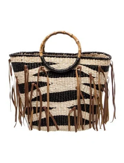 Pre-owned Sensi Studio Raffia Top Handle Bag In Neutrals