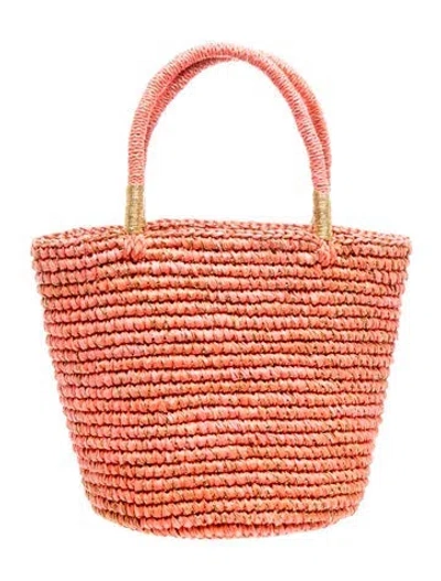 Pre-owned Sensi Studio Raffia Top Handle Bag In Orange