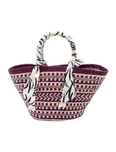 Pre-owned Sensi Studio Raffia Top Handle Bag In Purple