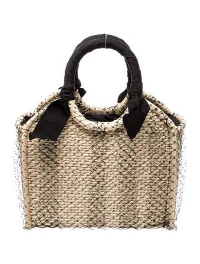Pre-owned Sensi Studio Raffia Top Handle Bag Small In Neutrals