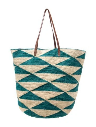 Pre-owned Sensi Studio Raffia Tote In Blue/neutrals