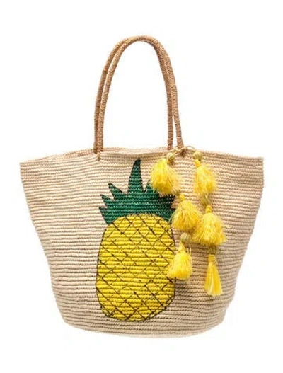 Pre-owned Sensi Studio Raffia Tote In Neutrals