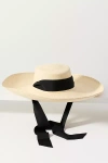 Sensi Studio Ribbon Tie Floppy Straw Hat In Brown