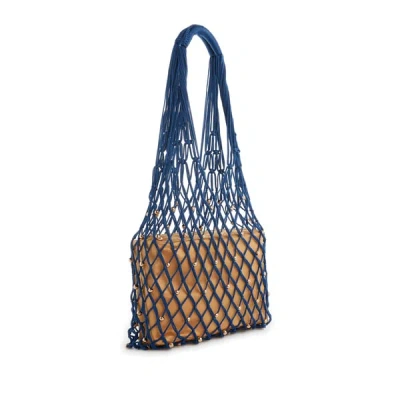 Sensi Studio Netted Mesh Bag In Bleu