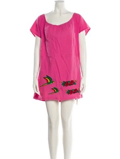 Pre-owned Sensi Studio Scoop Neck Mini Dress In Pink