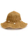 Sensi Studio Shell-embellished Crochet Straw Sun Hat In Brown