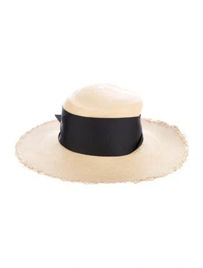 Pre-owned Sensi Studio Straw Boater Hat In Neutrals