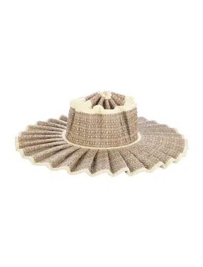 Pre-owned Sensi Studio Straw Boater Hat In Neutrals