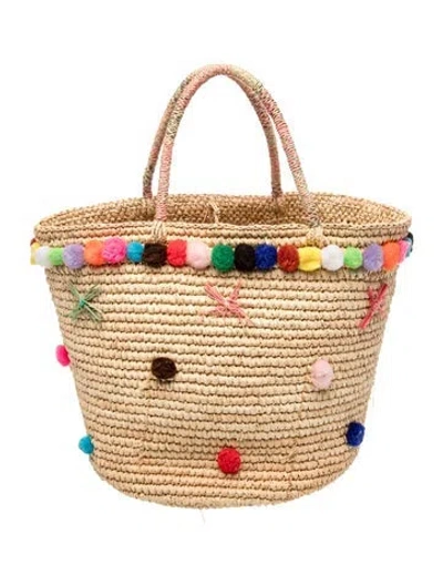 Pre-owned Sensi Studio Straw Bucket Bag In Neutral