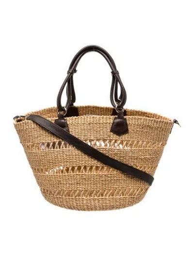 Pre-owned Sensi Studio Straw Bucket Bag In Neutrals