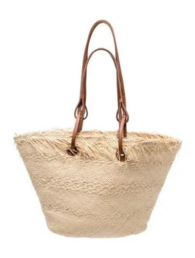 Pre-owned Sensi Studio Straw Bucket Bag In Neutrals