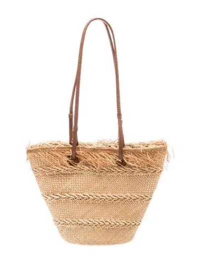 Pre-owned Sensi Studio Straw Bucket Bag In Neutrals