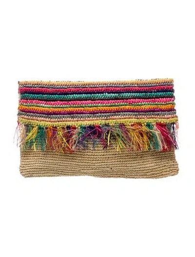 Pre-owned Sensi Studio Straw Clutch In Neutrals