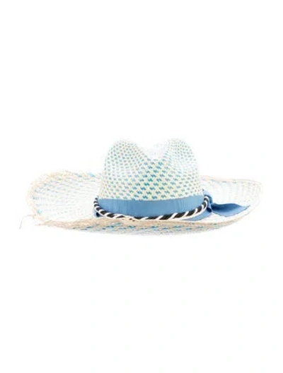 Pre-owned Sensi Studio Straw Cowboy Hat W/tags In Blue/neutrals