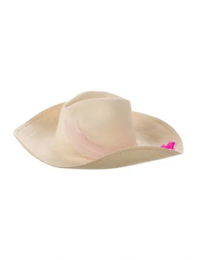 Pre-owned Sensi Studio Straw Fedora Hat In Neutral