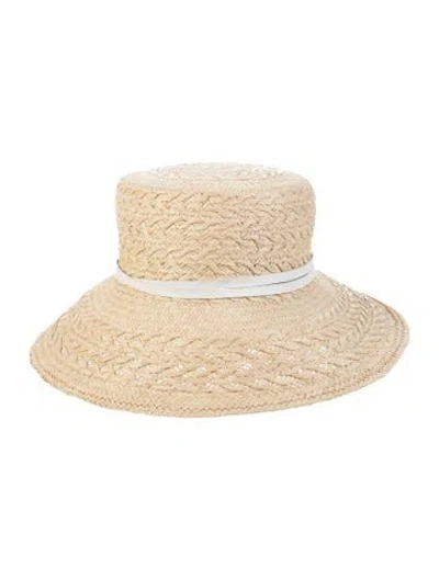 Pre-owned Sensi Studio Straw Fedora Hat In Neutral