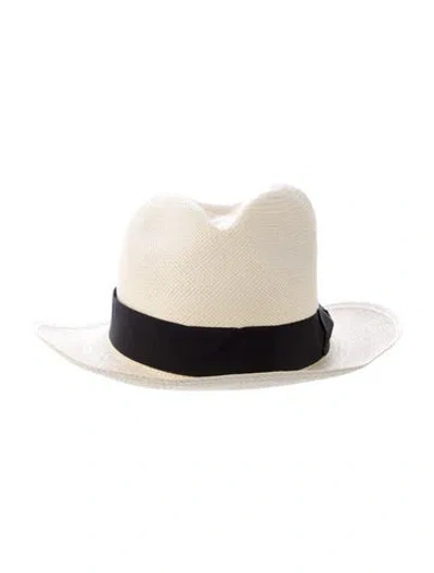 Pre-owned Sensi Studio Straw Fedora In Neutral