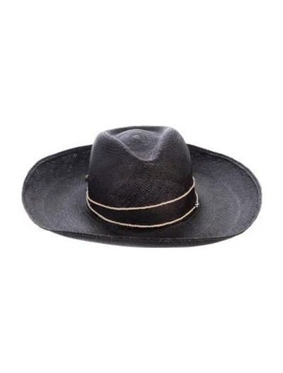 Pre-owned Sensi Studio Straw Gambler Hat In Black