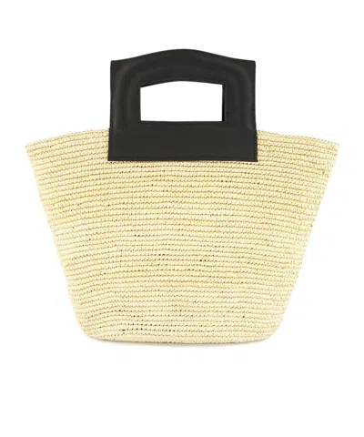Sensi Studio Straw Leather-handle Tote Bag