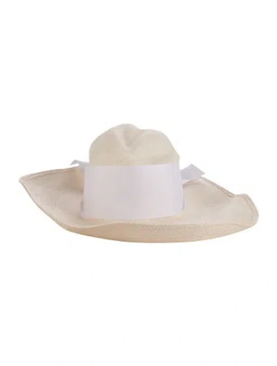 Pre-owned Sensi Studio Straw Summer Hat In Neutrals/white