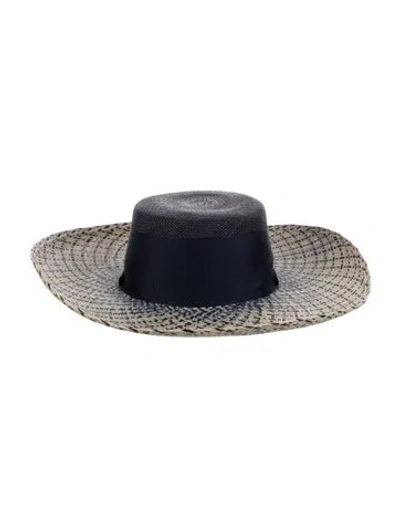 Pre-owned Sensi Studio Straw Sun Hat In Black