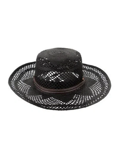 Pre-owned Sensi Studio Straw Sun Hat In Black