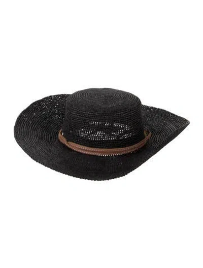 Pre-owned Sensi Studio Straw Sun Hat In Black