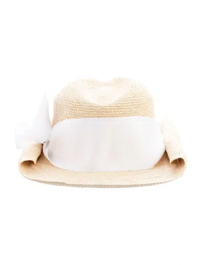 Pre-owned Sensi Studio Straw Sun Hat In Neutrals/white