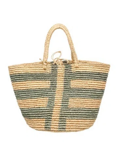 Pre-owned Sensi Studio Straw Top Handle Bag In Neutral