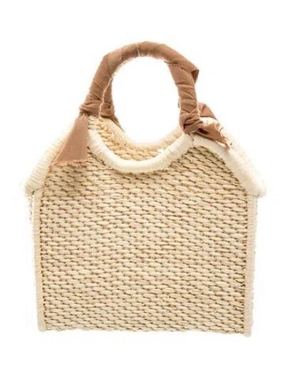 Pre-owned Sensi Studio Straw Top Handle Bag In Neutral