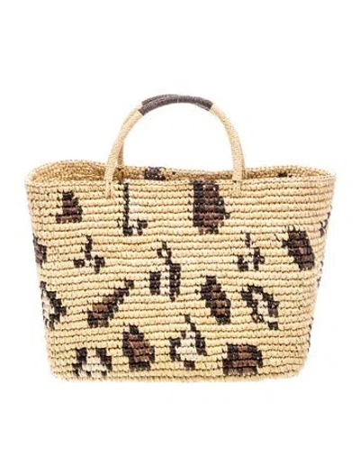 Pre-owned Sensi Studio Straw Top Handle Bag In Neutrals