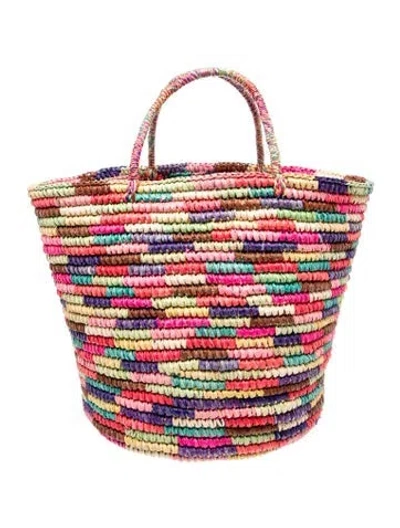 Pre-owned Sensi Studio Straw Top Handle Bag In Pink
