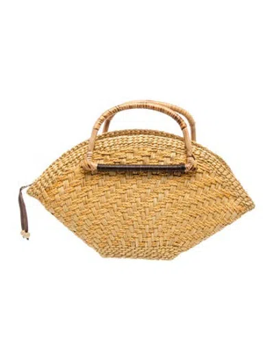 Pre-owned Sensi Studio Straw Top Handle Bag In Yellow