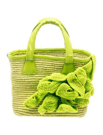 Pre-owned Sensi Studio Straw Tote In Green
