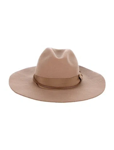 Pre-owned Sensi Studio Suede Fedora Hat In Neutrals