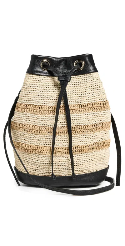 Sensi Studio Two Tone Mochila Bucket Bag Natural-beige, Leather:black In Multi