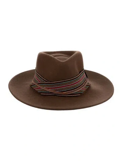 Pre-owned Sensi Studio Wool Fedora In Brown