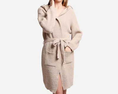 Sensibling Corp Soft Hooded Robe W Pockets In Beige In Brown