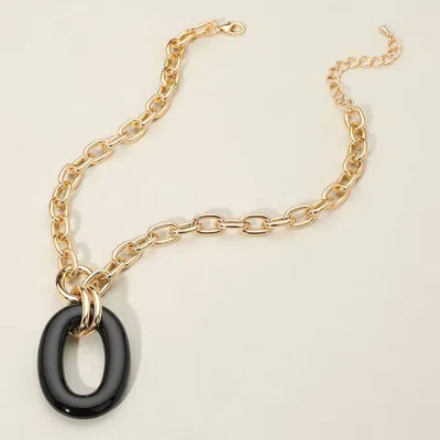 Sensibling Corp Women's Celeste Celluloid Acetate Oval Ring Pendant Necklace In Black In Silver
